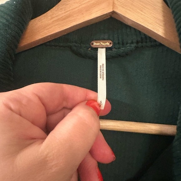 Free People Green Corduroy Jacket Button Up Collar Pockets Women's Size S - Picture 3 of 4